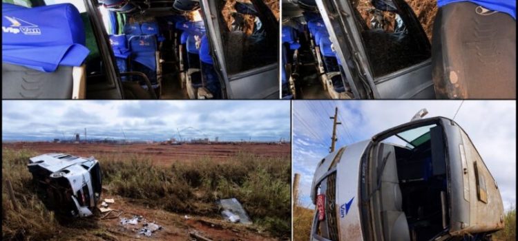 Tombamento de micro-ônibus quase termina em tragédia e deixa 7 feridos em Rondonópolis; vídeo