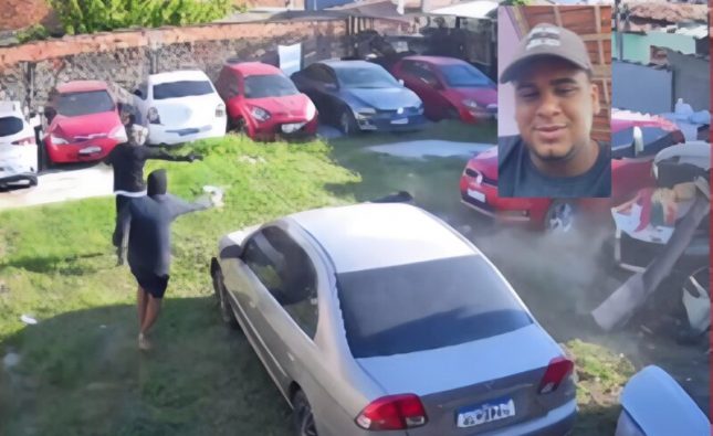 Vídeo mostra faccionados invadindo oficina e executando jovem a tiros em plena luz do dia