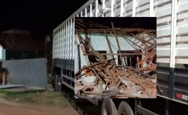 Ex joga caminhão contra casa, deixa mulher ferida em noite perturbadora em MT; vídeo