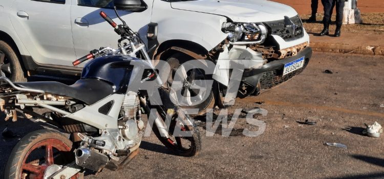 Fuga alucinante termina com motociclista arremessado após violenta batida e preso em Rondonópolis; veja imagens