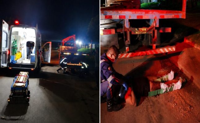 Motociclista colide em caminhão parado e fica gravemente ferida em Rondonópolis; veja