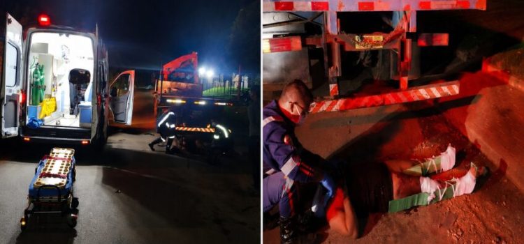 Motociclista colide em caminhão parado e fica gravemente ferida em Rondonópolis; veja