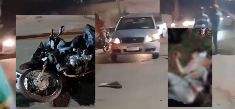 Motociclista é arremessado após colidir violentamente na traseira de carro em Rondonópolis; vídeo
