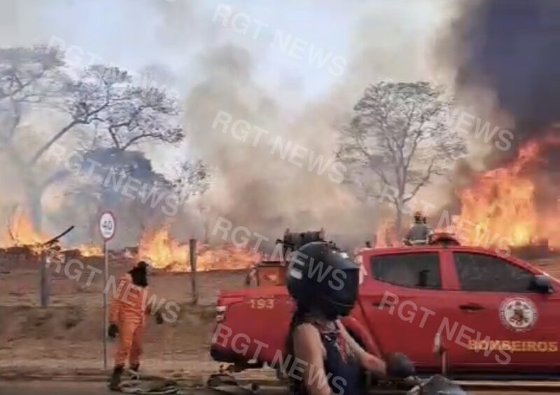 Forte incêndio atinge área na Avenida Goiânia e assusta moradores em Rondonópolis