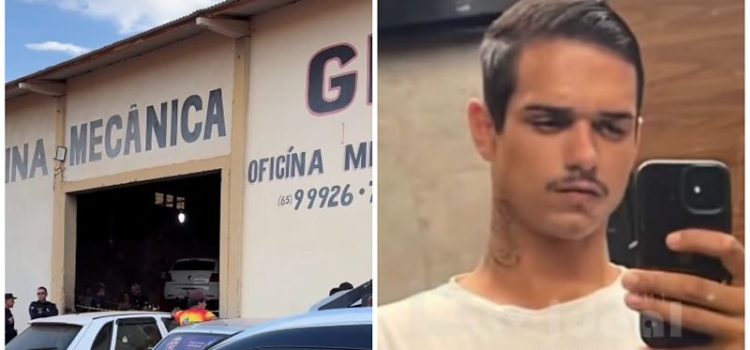 Jovem é assassinado por pistoleiros encapuzados dentro de oficina mecânica em MT; vídeo