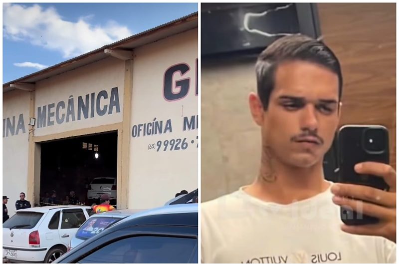 Jovem é assassinado por pistoleiros encapuzados dentro de oficina mecânica em MT; vídeo