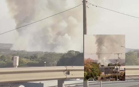 Mais um grande incêndio atinge Rondonópolis e fumaça toma conta da região; assista