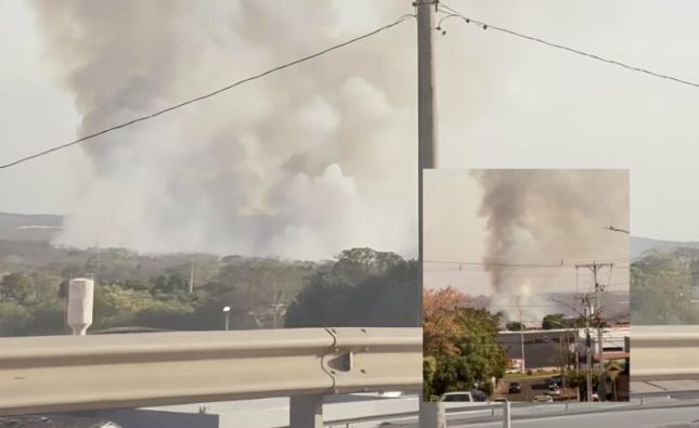 Mais um grande incêndio atinge Rondonópolis e fumaça toma conta da região; assista