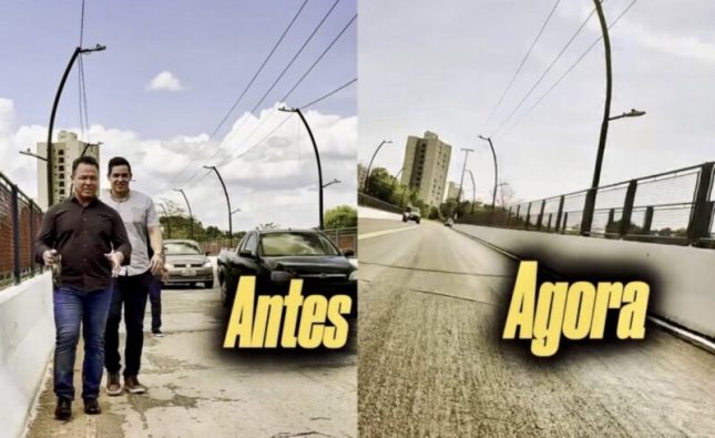 Tá lisinho, um carpete: Cláudio mostra antes e depois de recapeamento na ponte do Cais em Rondonópolis