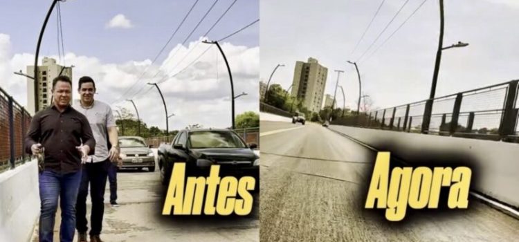 Tá lisinho, um carpete: Cláudio mostra antes e depois de recapeamento na ponte do Cais em Rondonópolis