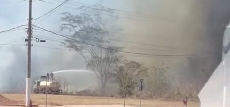 Vídeo mostra grande incêndio próximo ao Horto Florestal em Rondonópolis; Prefeitura age rápido