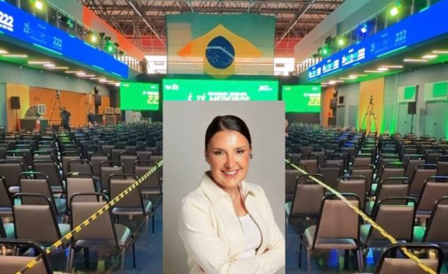 Cotada para ser ministra da Economia, Daniella Marques representa Flávio Bolsonaro em ato de apoio a Medeiros