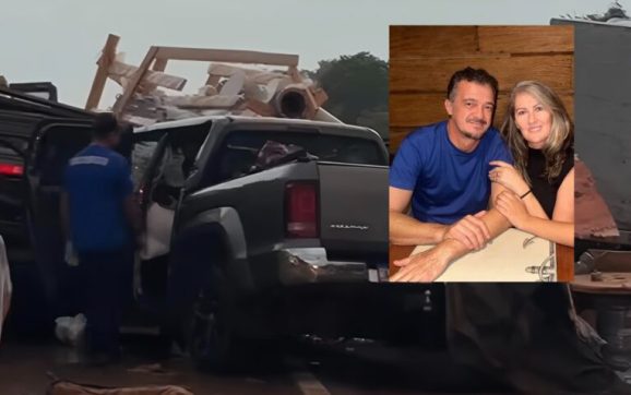 Empresários morrem em colisão fortíssima entre Amarok e caminhão na BR-163 em MT; vídeo