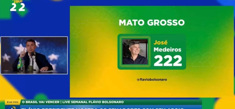 Flávio Bolsonaro reforça apoio a Zé Medeiros para o Senado em MT durante live semanal; assista