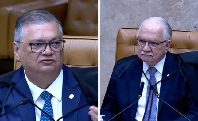 Fora das câmeras, Edson Fachin e Flávio Dino se abraçam