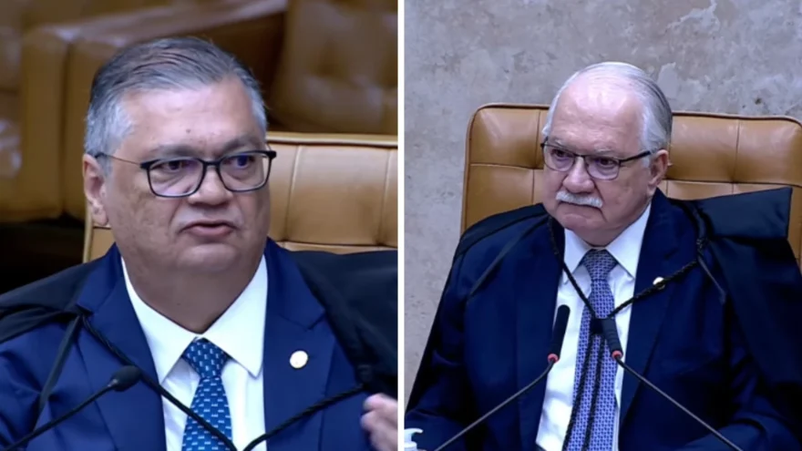 Fora das câmeras, Edson Fachin e Flávio Dino se abraçam