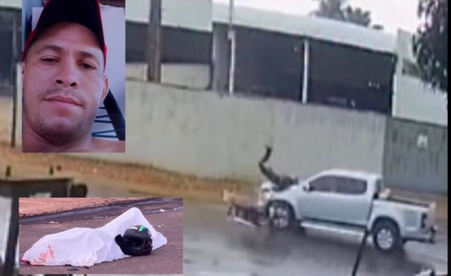 Motociclista morre atropelado e é arremessado sobre capô de S10 em MT; vídeo mostra acidente