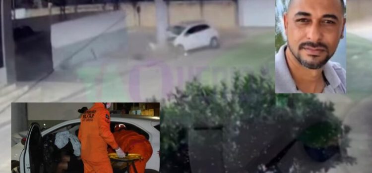 Motorista morre ao colidir em poste e ficar preso às ferragens em MT; vídeo mostra o acidente