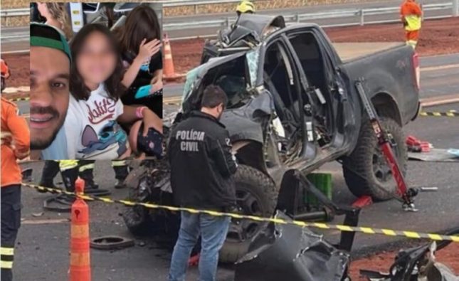 Pai e duas filhas saem de MT para velório e morrem em batida com carreta na BR-163; imagens