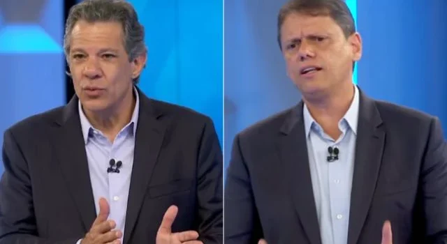 Tarcísio precisou explicar o que é déficit a Haddad durante debate; assista a aula