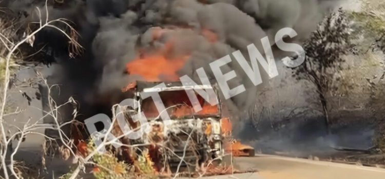 Vídeos mostram carreta sendo destruída pelas chamas na MT-270, entre Rondonópolis e São Lourenço de Fátima