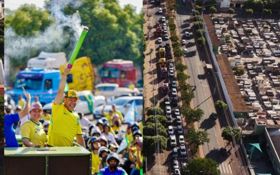 Carreata quilométrica organizada por Cláudio Ferreira em apoio a Flávio toma conta das ruas de Rondonópolis; vídeo impressiona