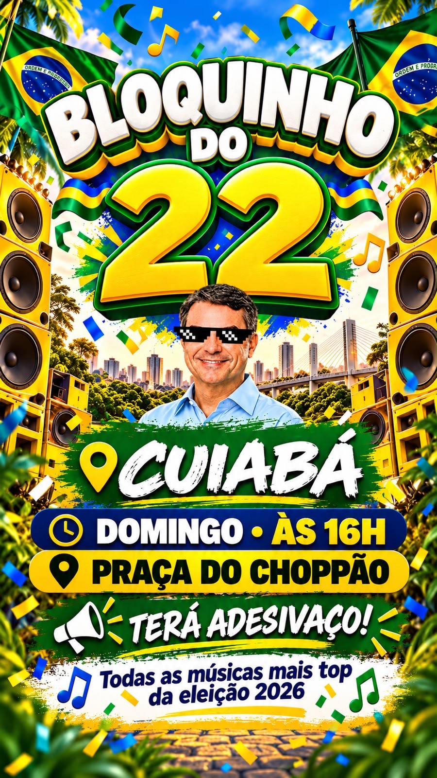 Cuiabá recebe o “Bloquinho do 22” e adesivaço neste domingo (18)