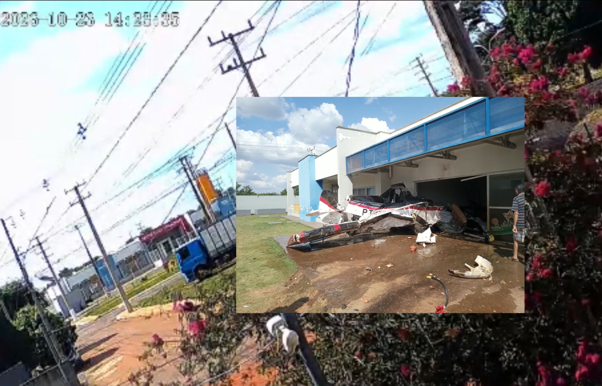 Dia de milagre: vídeo mostra avião caindo e atingindo creche com 180 alunos em MT
