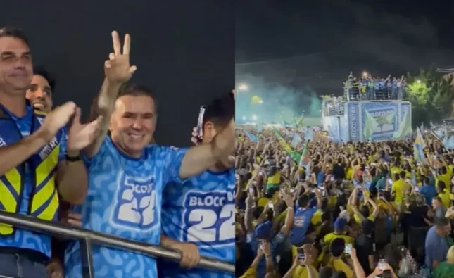 Flávio Bolsonaro reúne multidão em comício no Nordeste a quatro dias da eleição; veja vídeo