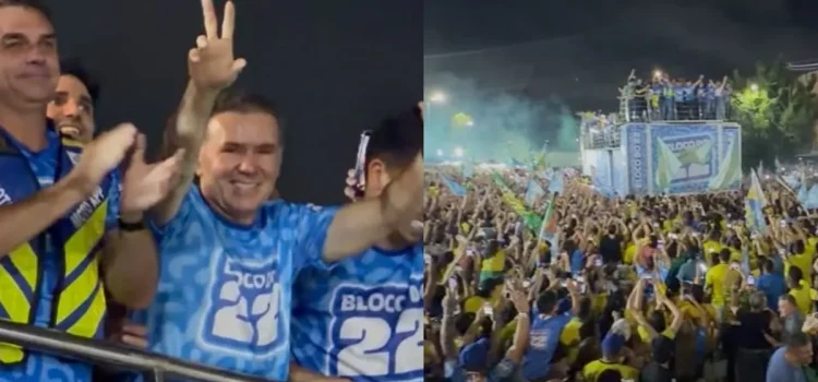 Flávio Bolsonaro reúne multidão em comício no Nordeste a quatro dias da eleição; veja vídeo