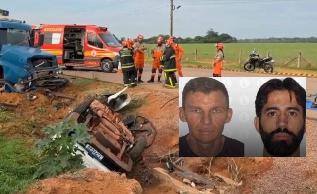 Identificados homens mortos em colisão fortíssima entre Strada e caminhão na BR-163; vídeo