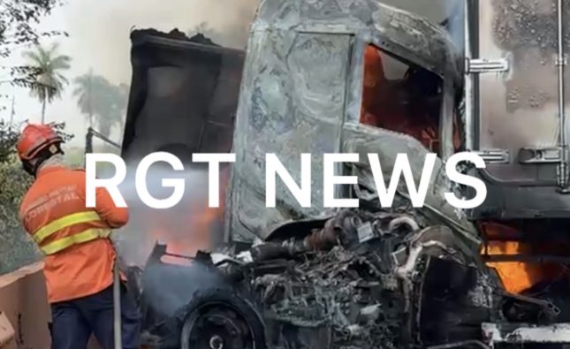 Morte é confirmada em grave acidente que deixou carretas em chamas na BR-364; vídeo