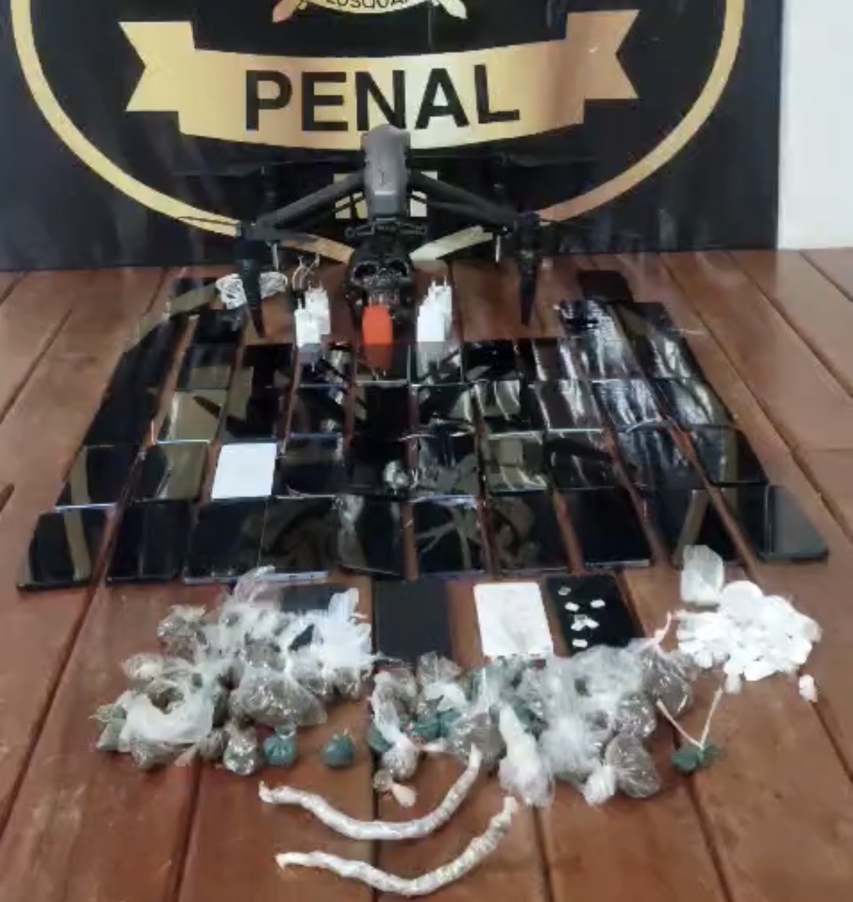 Polícia Penal derruba drone e encontra 47 celulares e drogas na Mata Grande em Rondonópolis; assista