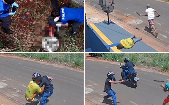 Vídeos impressionantes mostra homem atirando em trabalhador e sendo morto a golpes de facão em MT