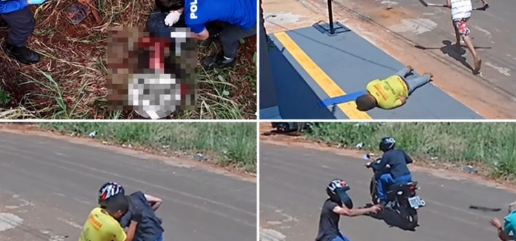 Vídeos impressionantes mostra homem atirando em trabalhador e sendo morto a golpes de facão em MT